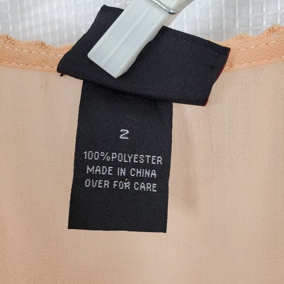 Torrid Size 2 2X Shirt Blouse Semi Sheer Lace Accent Chiffon Flutter Orange - Picture 10 of 10